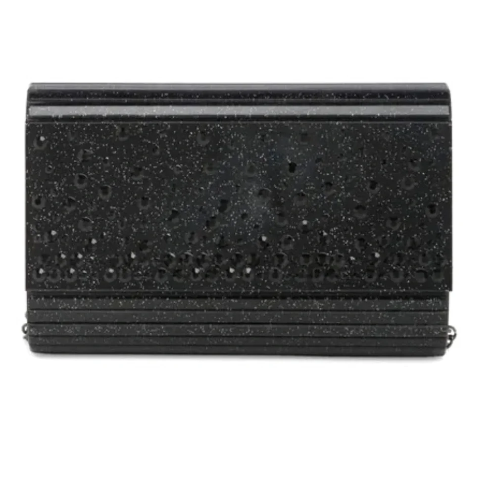 NWT Party Crystal Envelope Clutch Kurt Geiger London Black w/ Chain - Picture 2 of 10